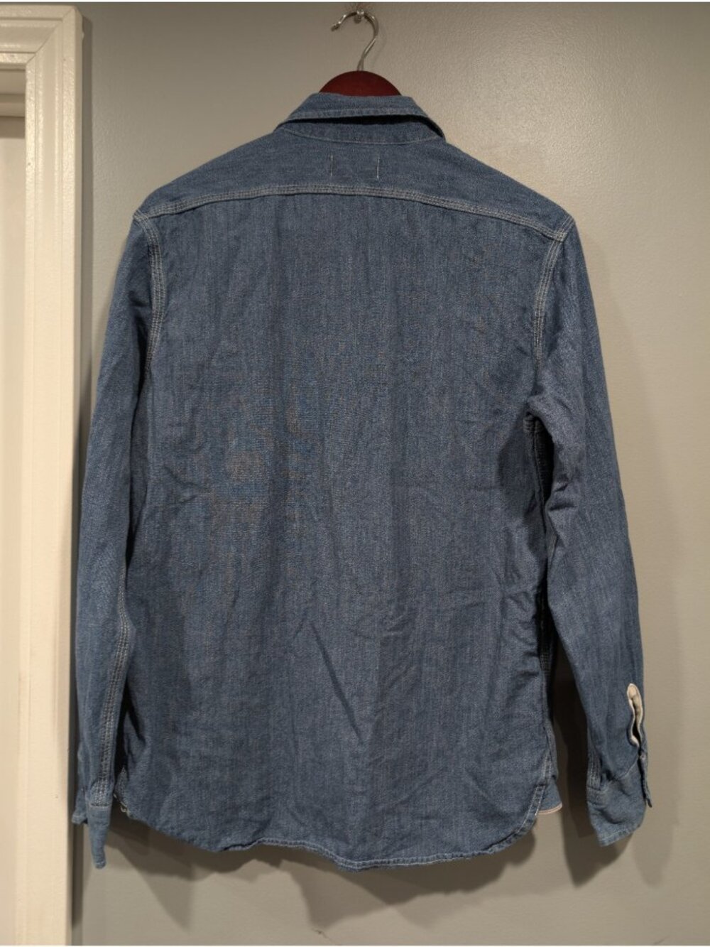 Taylor Stitch Blue Denim Utility Shirt Sz 42 Men's Long Sleeve Button Up - Picture 3 of 16